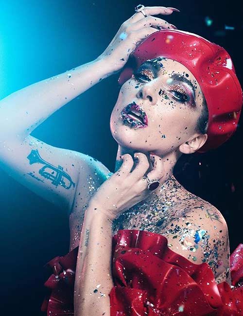 Lady Gaga trumpet tattoo