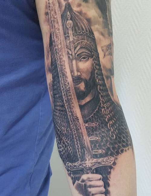 Latin warrior tattoo design