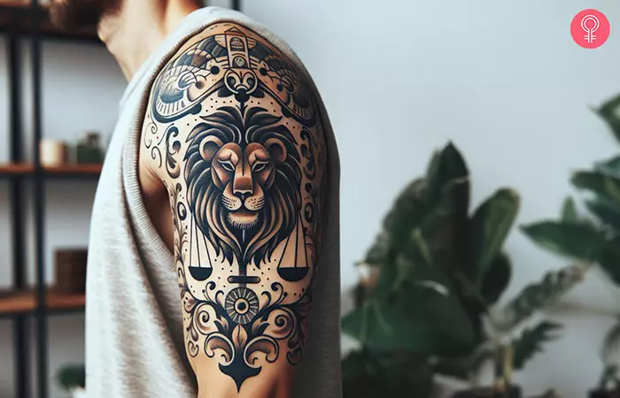 A Libra animal half-sleeve tattoo 
