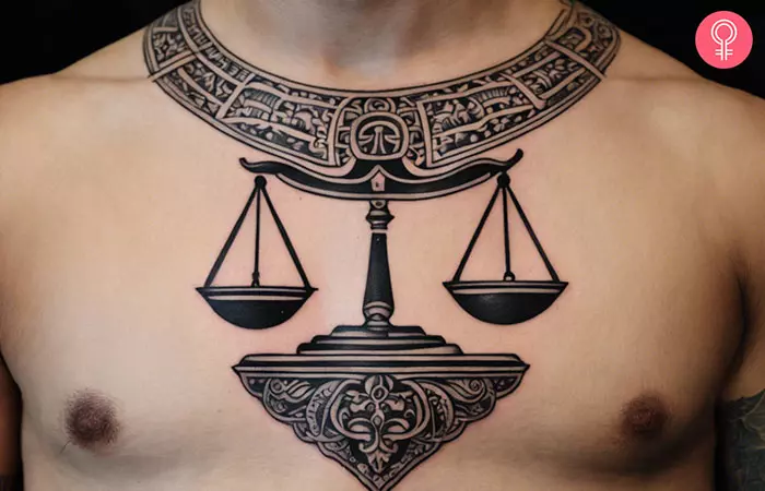 A Libra chest tattoo