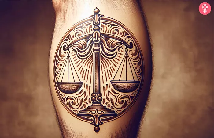 A Libra leg tattoo