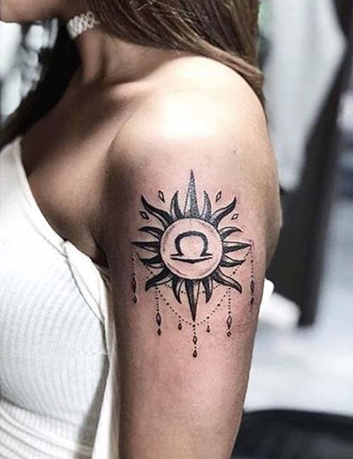 Sagittarius and libra symbol combination tattoo design