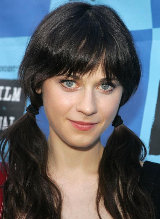 Low pigtails with fringes red carpet hairstyle