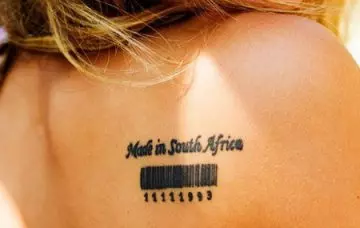 Made in and birth date barcode tattoo design