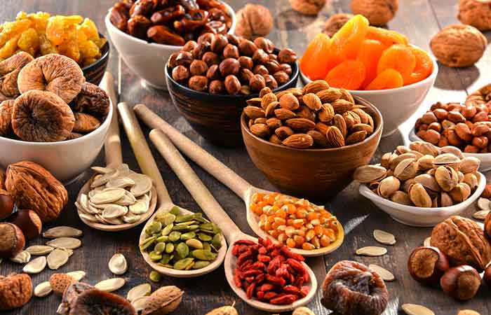 Nuts and seeds are fiber-rich foods
