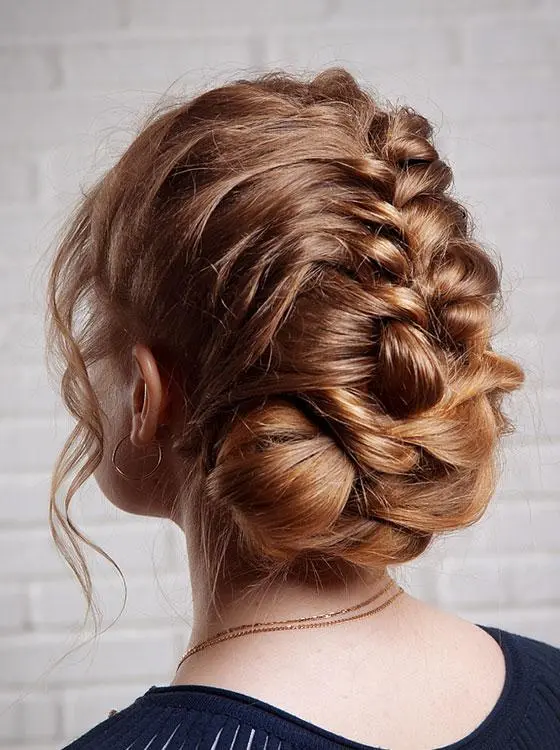 Puffy French Braid With Spiral End