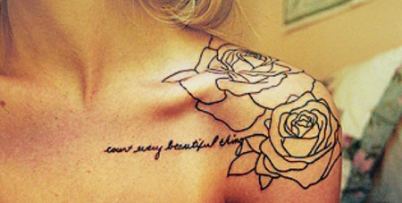rose tattoo with words