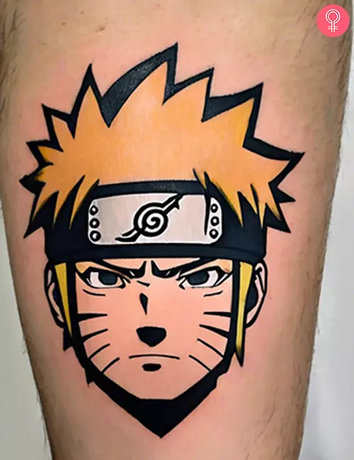 Simple Naruto tattoo on the forearm of a man