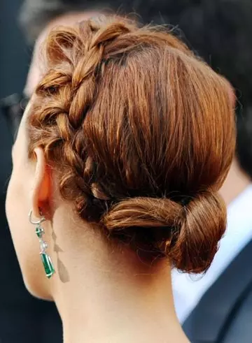 Small low twisted bun red carpet hairstyle