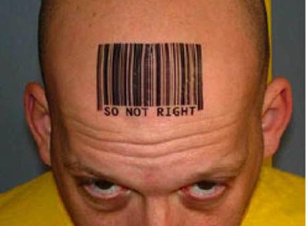 So Not Right' barcode tattoo design
