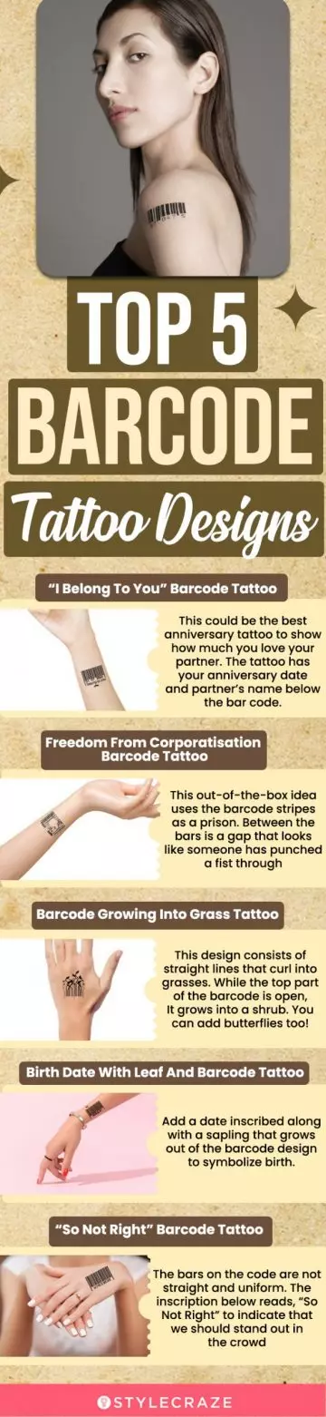 top 5 barcode tattoo designs (infographic)