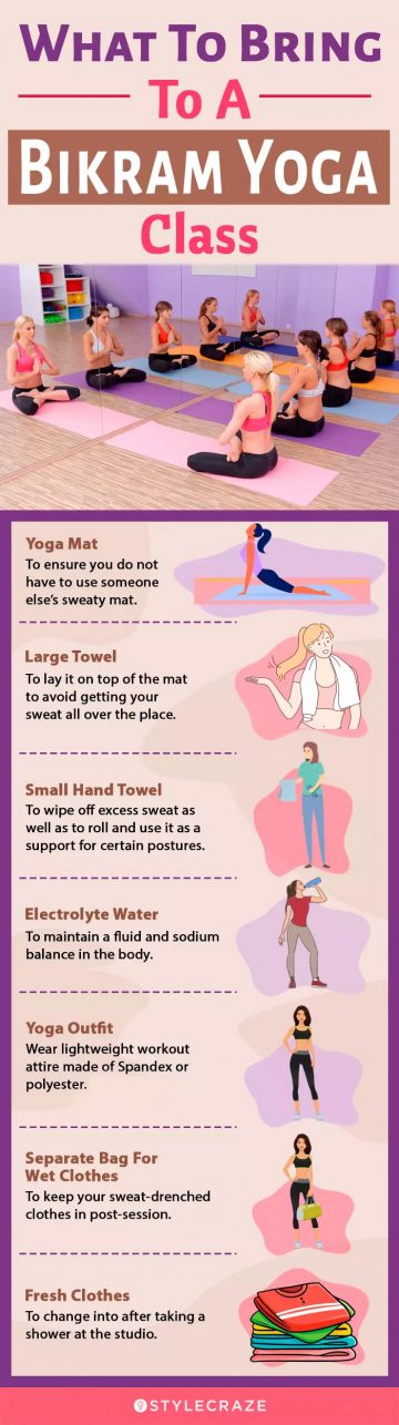 what to bring to a bikram yoga class (infographic)