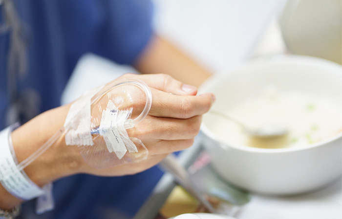 Woman patient having whey protein after surgery 