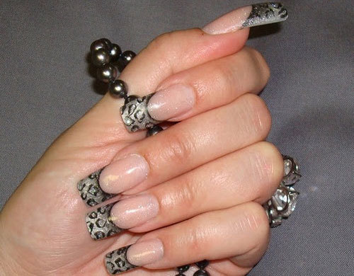 6. French Tips in Leopard Print Nail Art Designs
