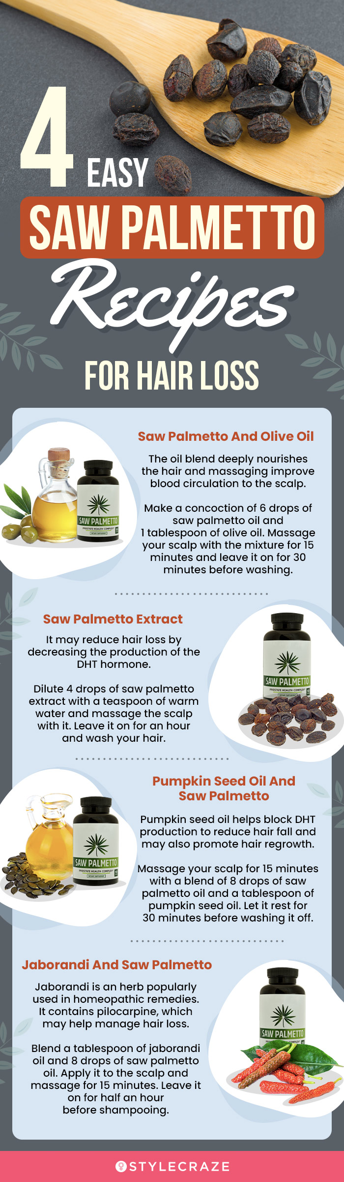 4 easy saw palmetto recipes for hair loss (infographic)