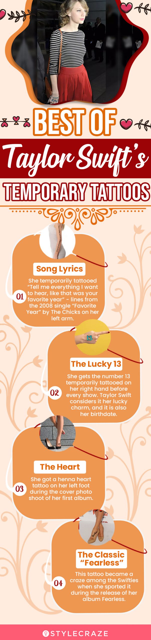 best of taylor swift’s temporary tattoos (infographic)