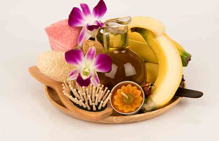 Bananas and olive oil for hair spa