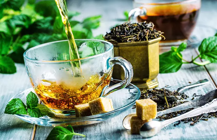 Slimming green tea with mint for weight loss