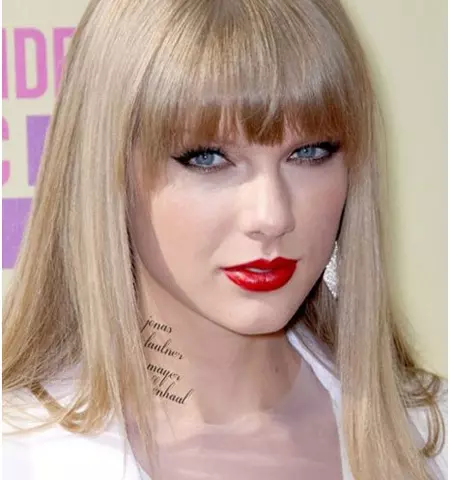 Taylor Swift tattoo on the neck