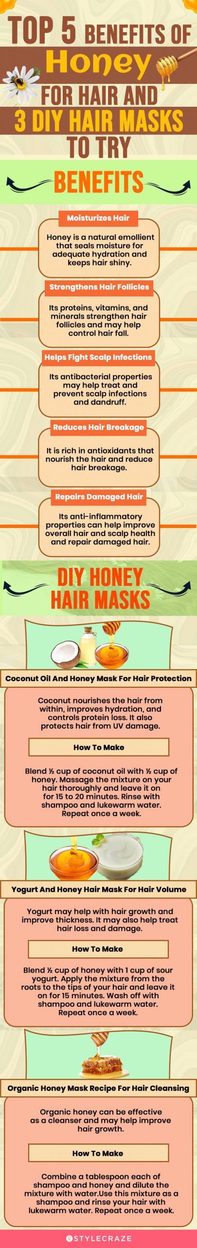 top 5 benefits of honey for hair and 3 diy hair masks to try (infographic)