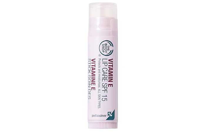 Best Lip Balm For Dark Lips - 1. The Body Shop Vitamin E Lip Care SPF 15