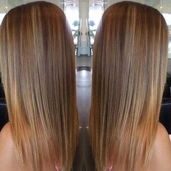 Bronde style with honey highlights