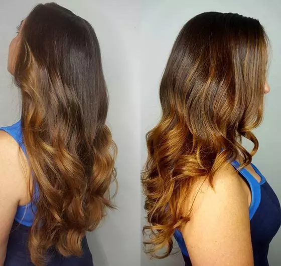 Copper blonde balayage hair color