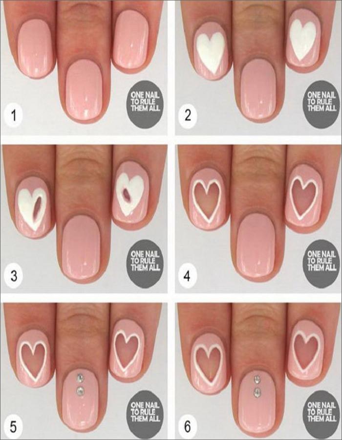 Pale Pink Negative Space Hearts