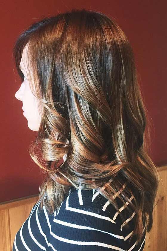 Two toned cinnamon brown hair color