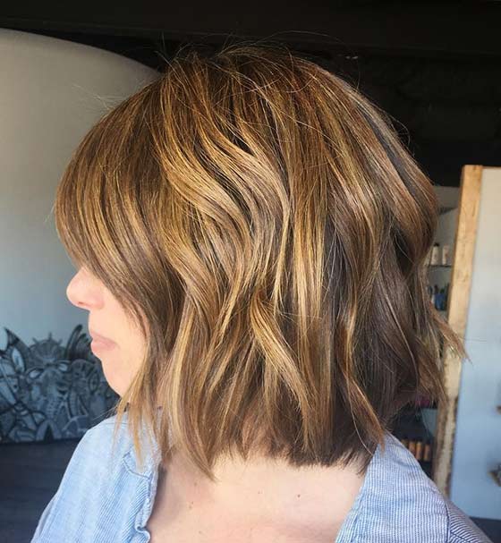 Brown hair color with caramel highlights