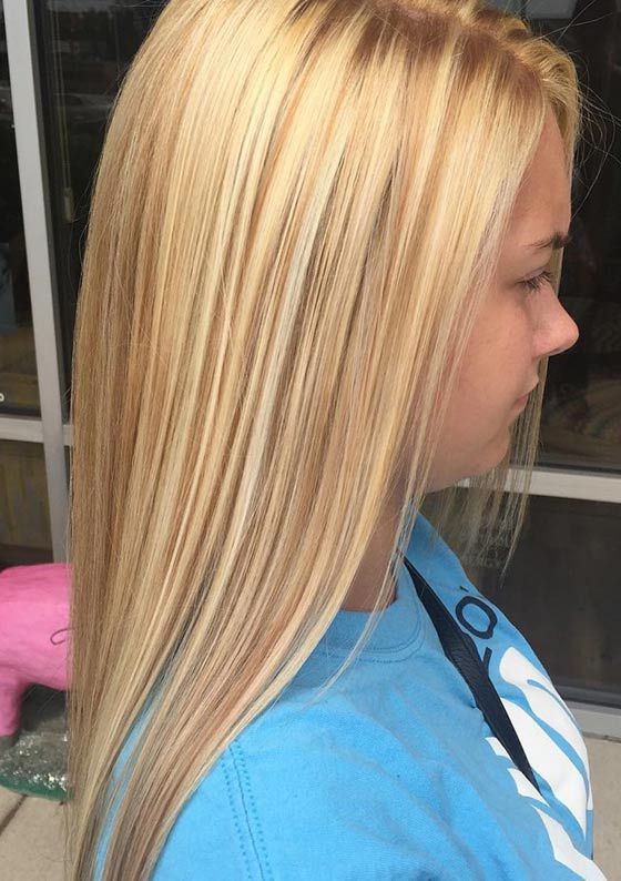 Blonde highlights hair color idea