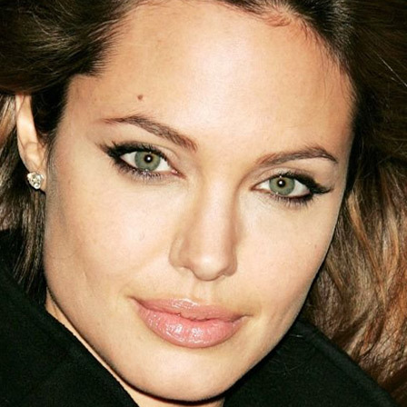 Angelina Jolie with moles on face