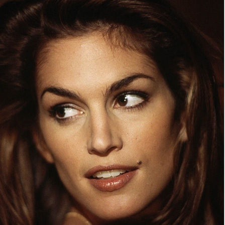 Cindy Crawford with moles on face