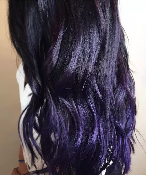 Cool-toned deep plum hair color