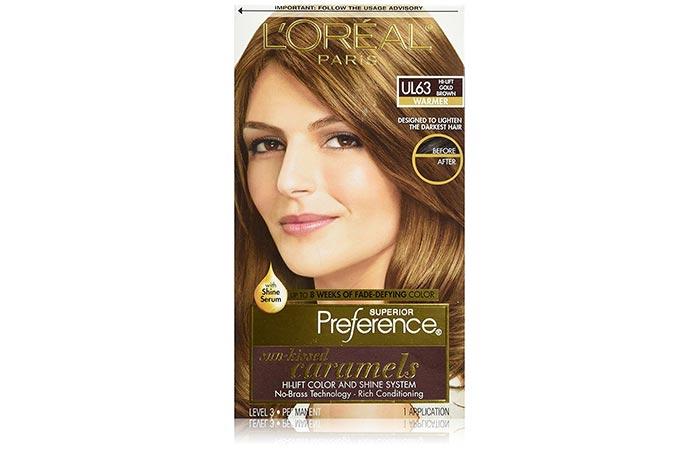 L'Oreal Superior Preference Sun-Kissed Caramels Permanent Haircolor, Warmer, Hi-Lift Gold Brown UL63