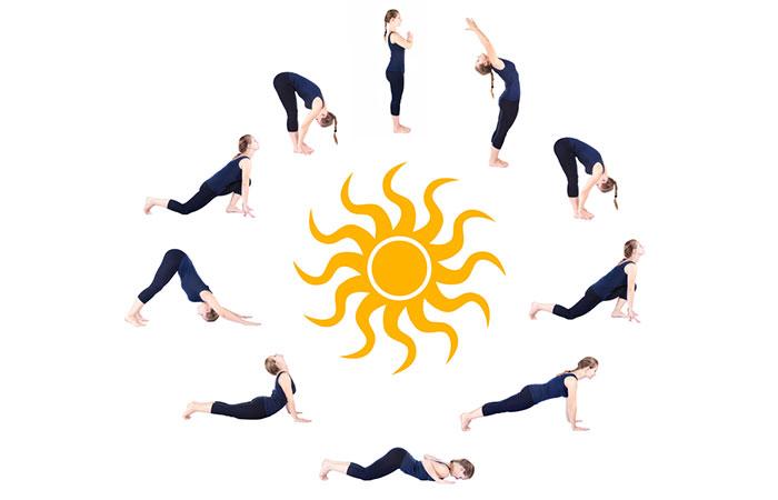 Surya Namaskar (Sun salutation) to lose upper belly fat