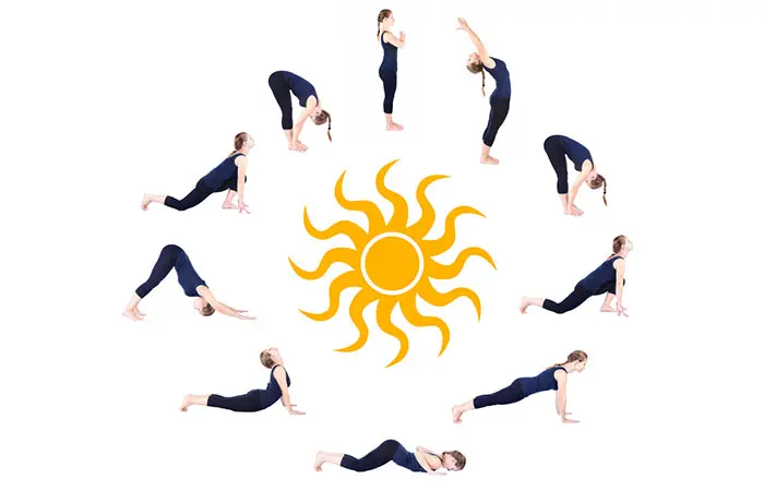 Surya Namaskar (Sun salutation) to lose upper belly fat