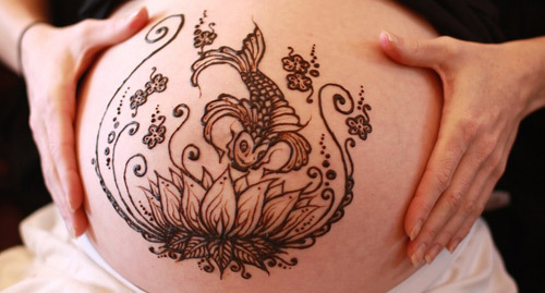 Most loved belly henna design nine