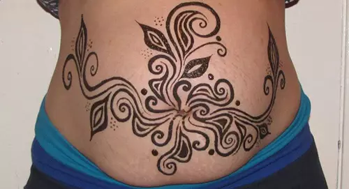 Most loved belly henna design three