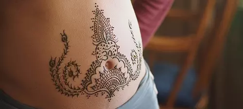 Most loved belly henna design two