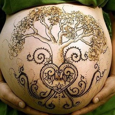 Heart henna design for belly or back