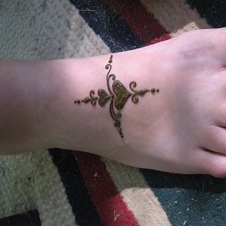 Heart henna design with earthy and urban charisma