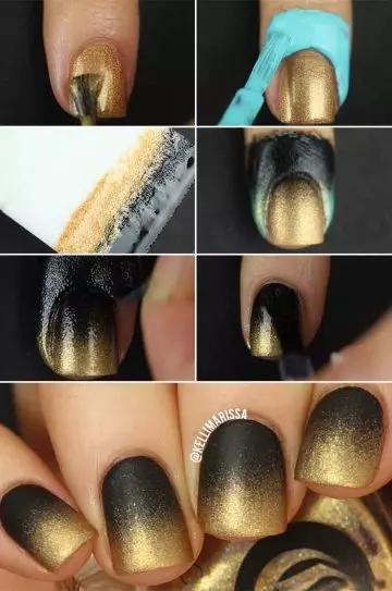 Step-by-step process to do metallic ombre nail design