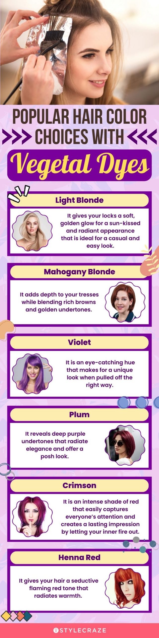 popular hair color choices with vegetal dyes(infographic)