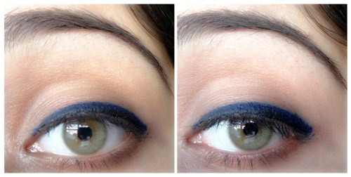 Step 4 of applying blue eyeliner