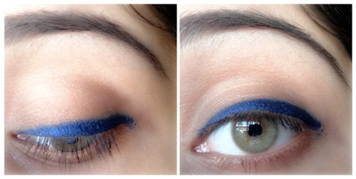 Step 3 of applying blue eyeliner