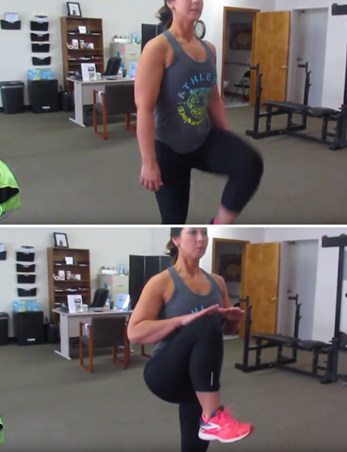 High knee march cardio exercise