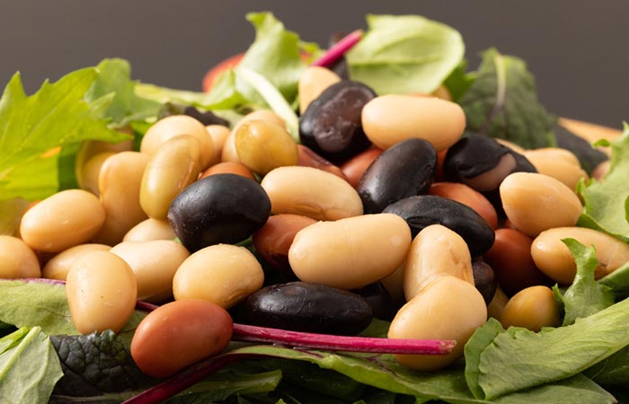 Close up of soybean used in salad recipe