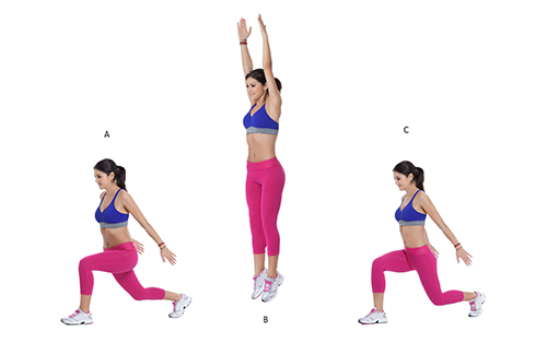 Jump lunges cardio exercise