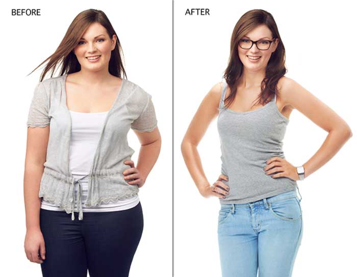 Before and after images of a woman on keto diet